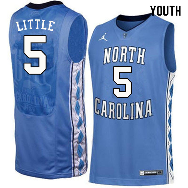 Youth #5 Nassir Little North Carolina Tar Heels College Basketball Jerseys Sale-Blue